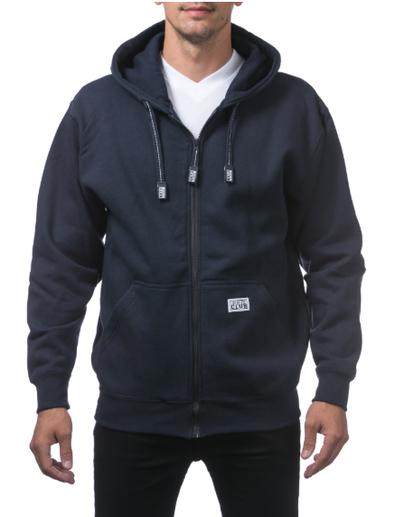 PRO CLUB MENS HEAVYWEIGHT FULL ZIP FLEECE HOODIE